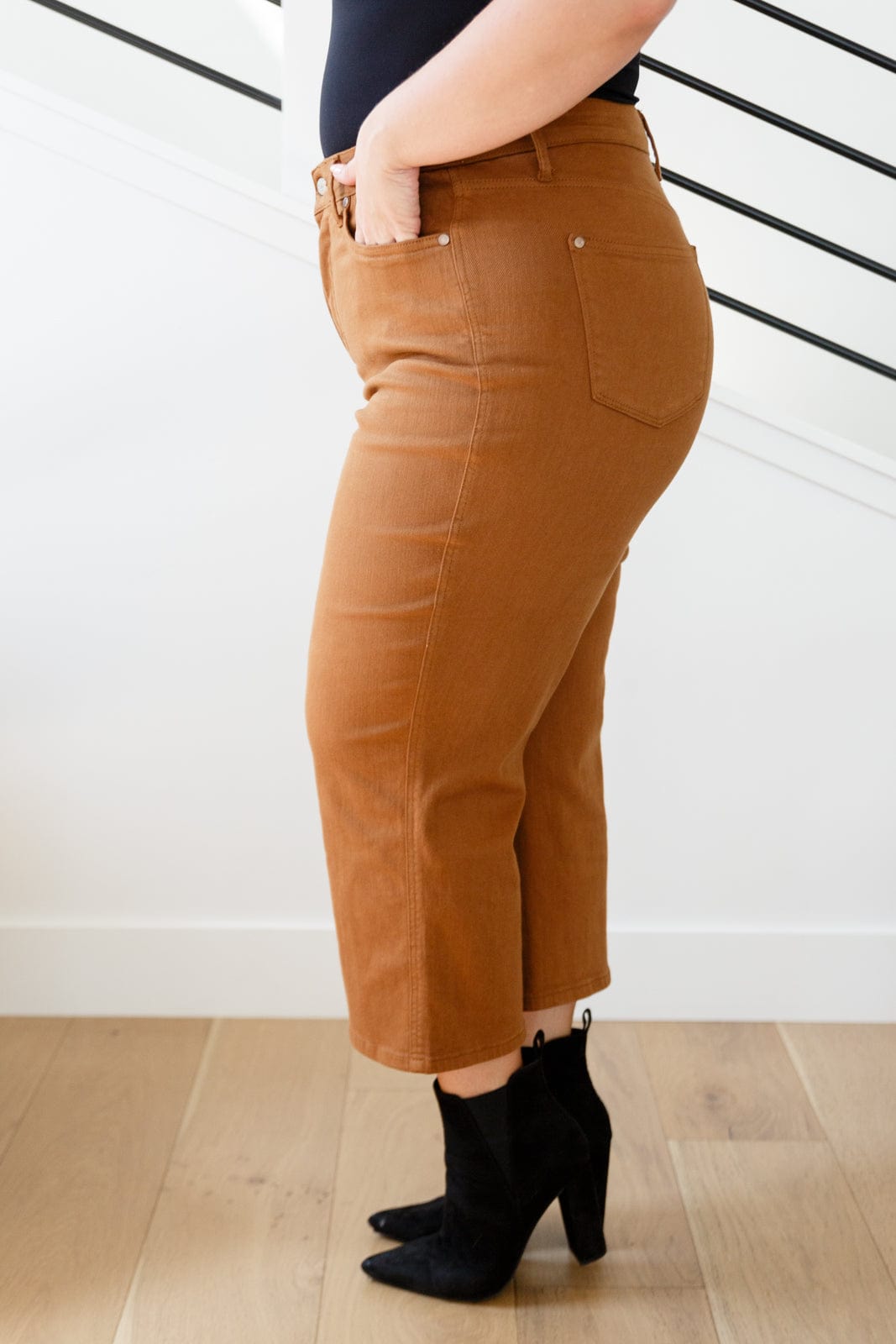 Briar High Rise Control Top Wide Leg Crop Jeans in Camel-Womens-Stay Foxy Boutique, Florissant, Missouri