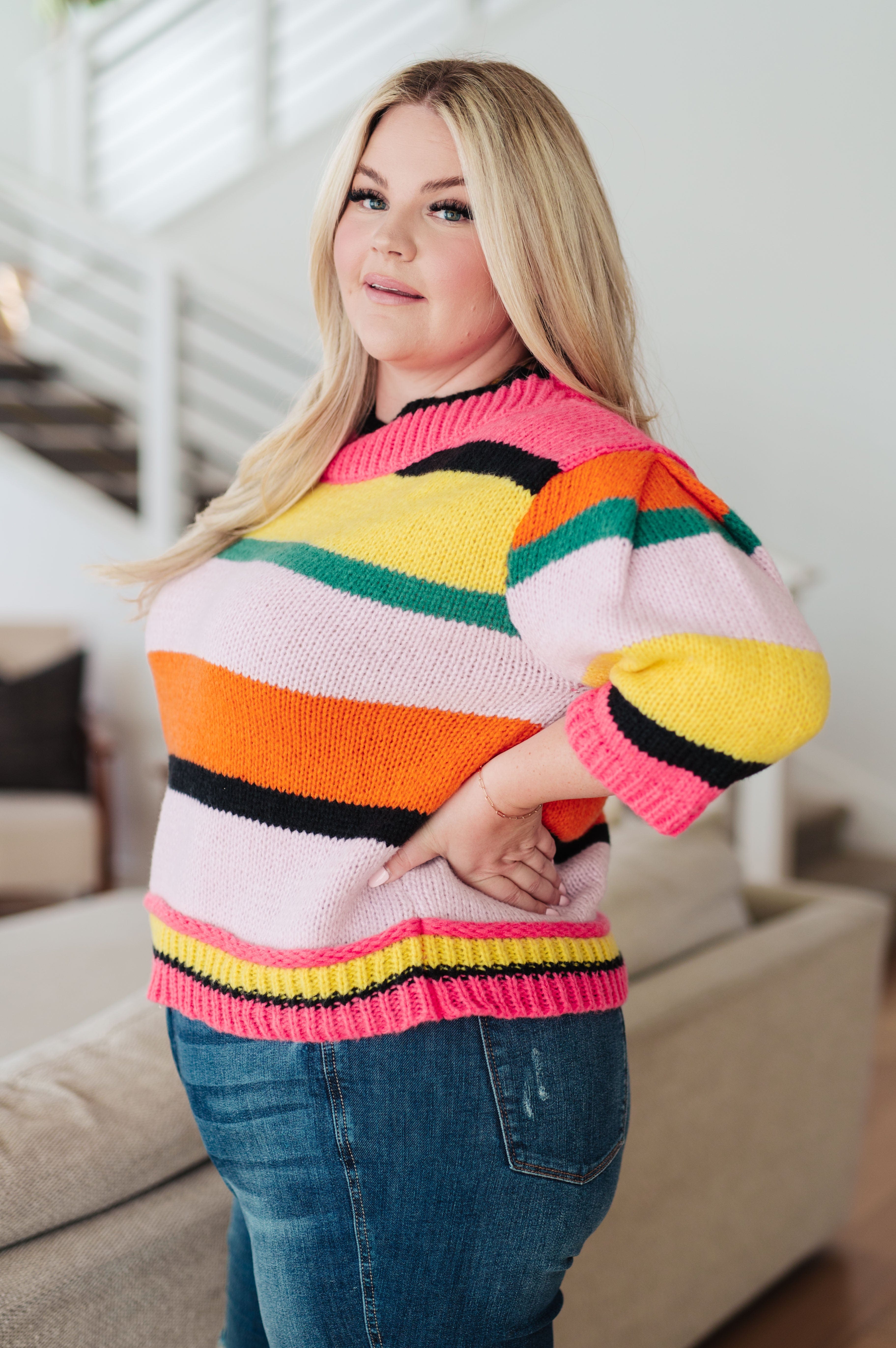 Bright Side Striped Sweater-Womens-Stay Foxy Boutique, Florissant, Missouri