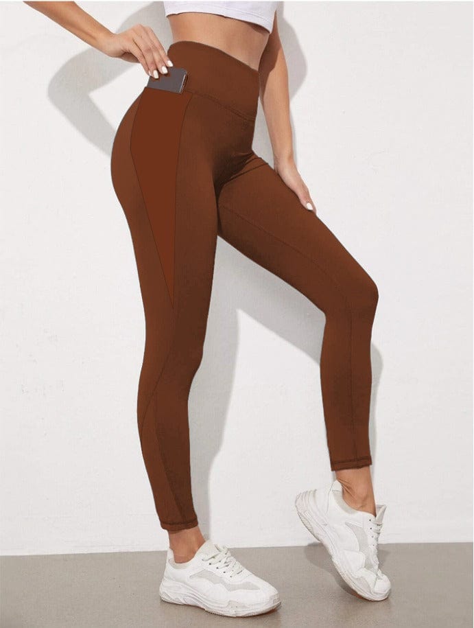 SOLID RUN-CHESNUT PANEL POCKET LEGGING-Stay Foxy Boutique, Florissant, Missouri