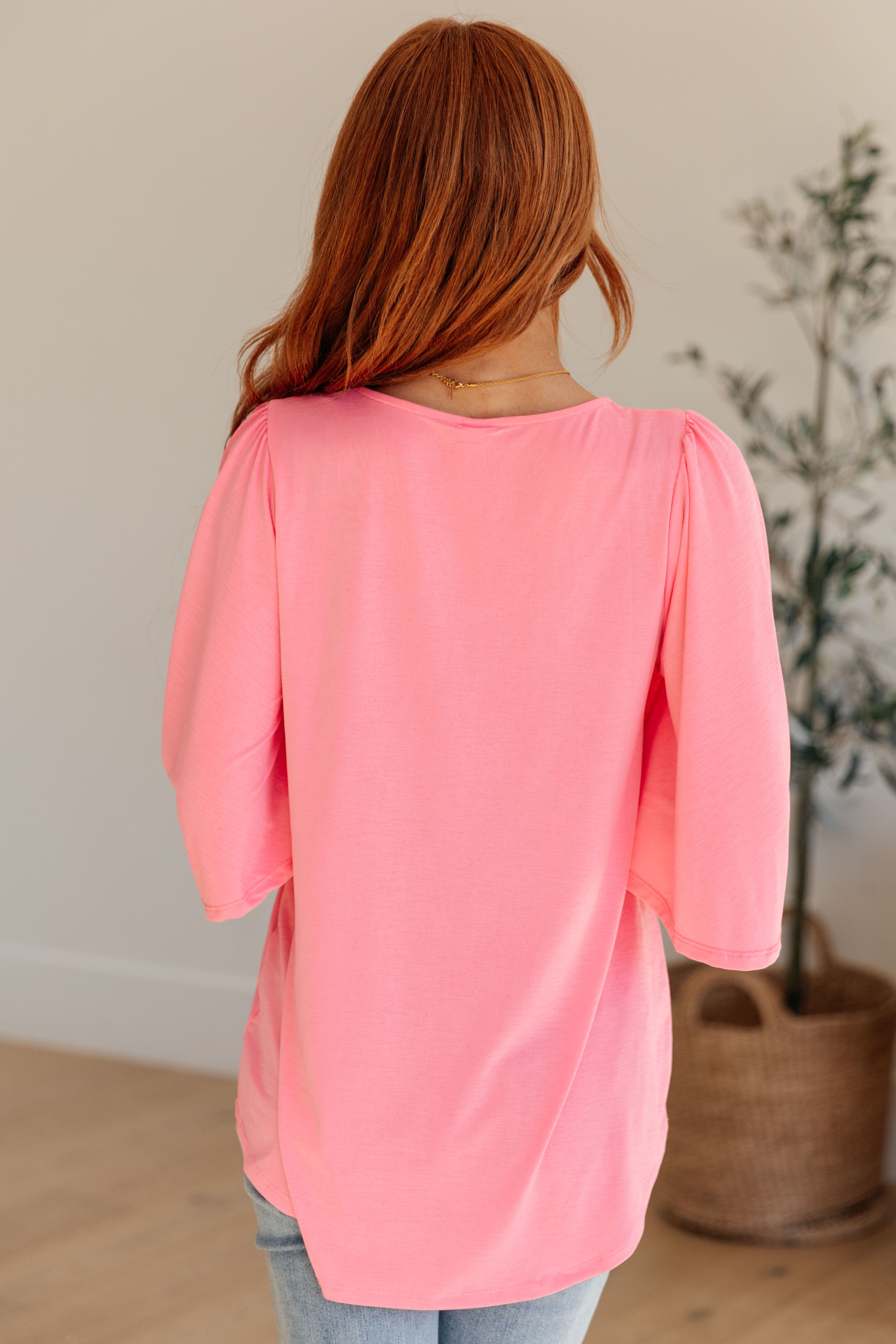 Cali Blouse in Neon Pink-Womens-Stay Foxy Boutique, Florissant, Missouri