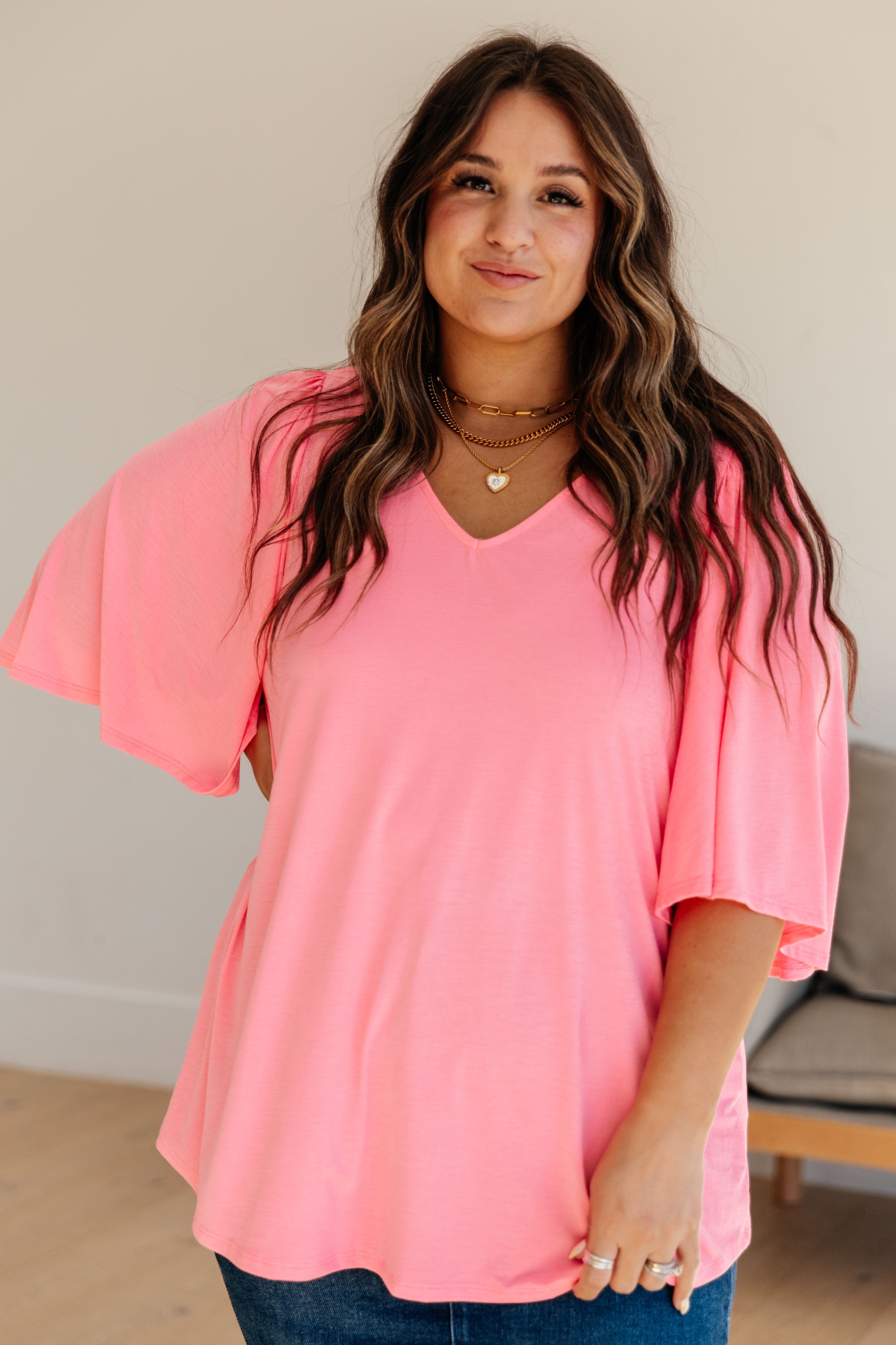 Cali Blouse in Neon Pink-Womens-Stay Foxy Boutique, Florissant, Missouri