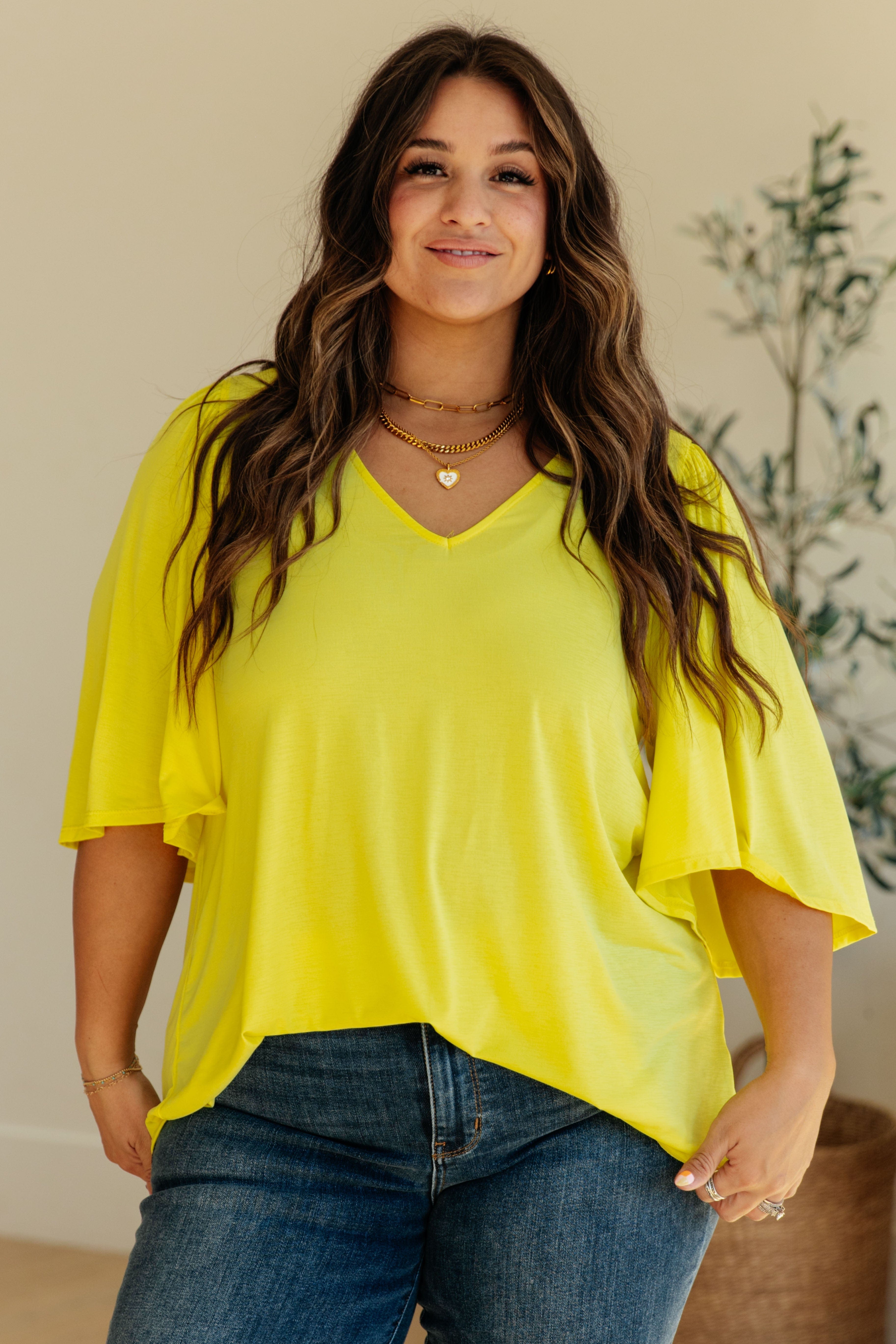 Cali Blouse in Neon Yellow-Womens-Stay Foxy Boutique, Florissant, Missouri