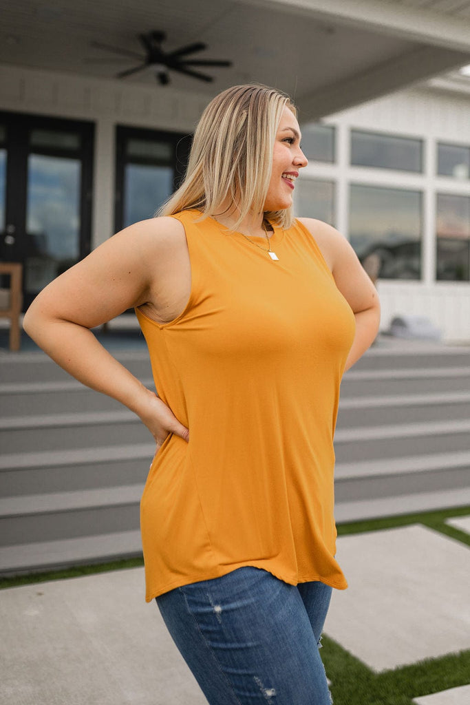 Can't Wait for Spring Hi-Low Sleeveless Top in Mustard-Womens-Stay Foxy Boutique, Florissant, Missouri
