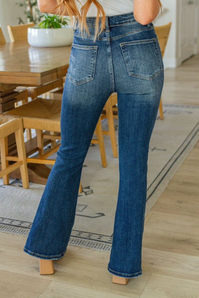 Carina High Rise Vintage Wash Flare Jeans-Womens-Stay Foxy Boutique, Florissant, Missouri