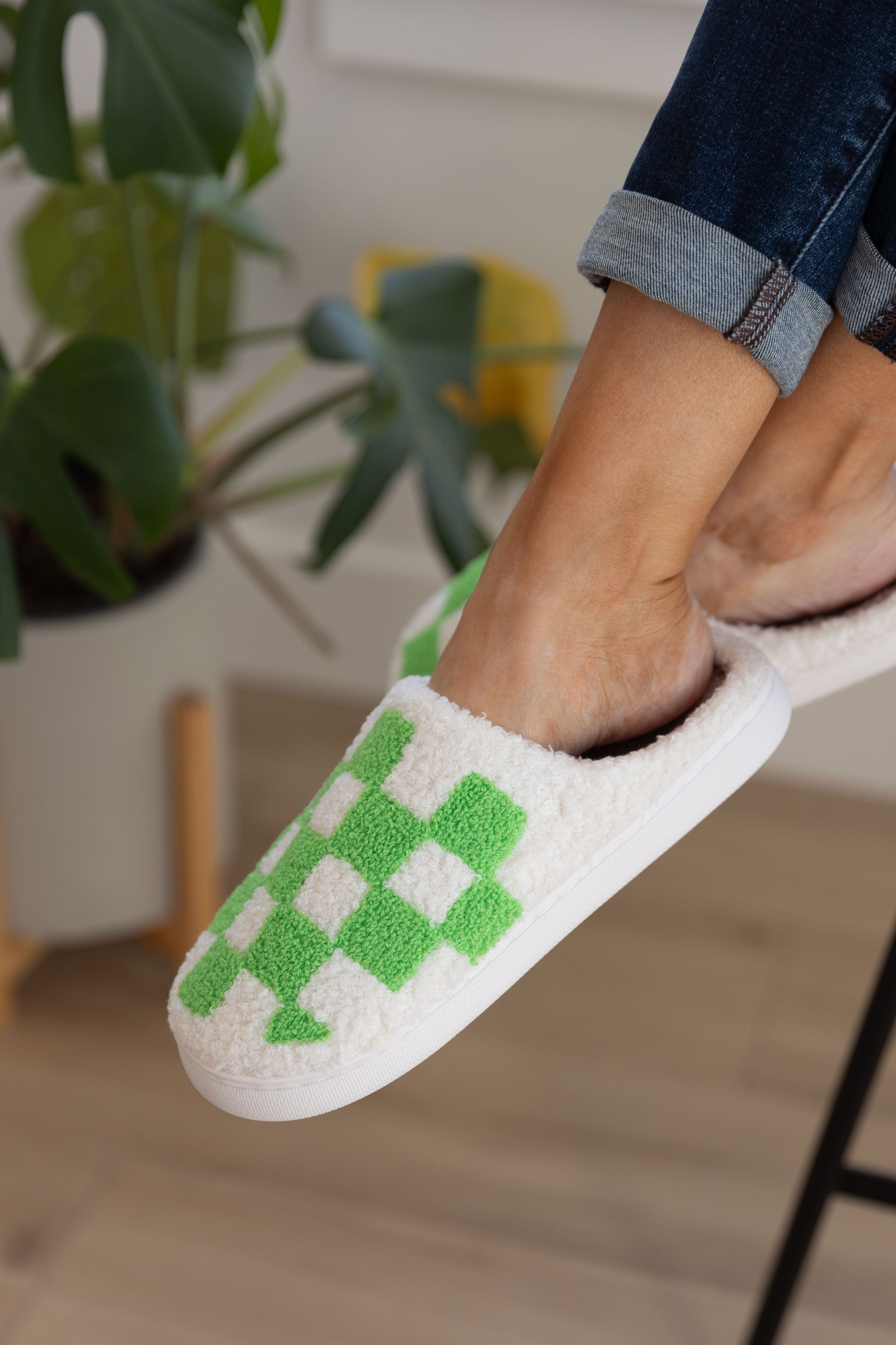 Checked Out Slippers in Green-Womens-Stay Foxy Boutique, Florissant, Missouri