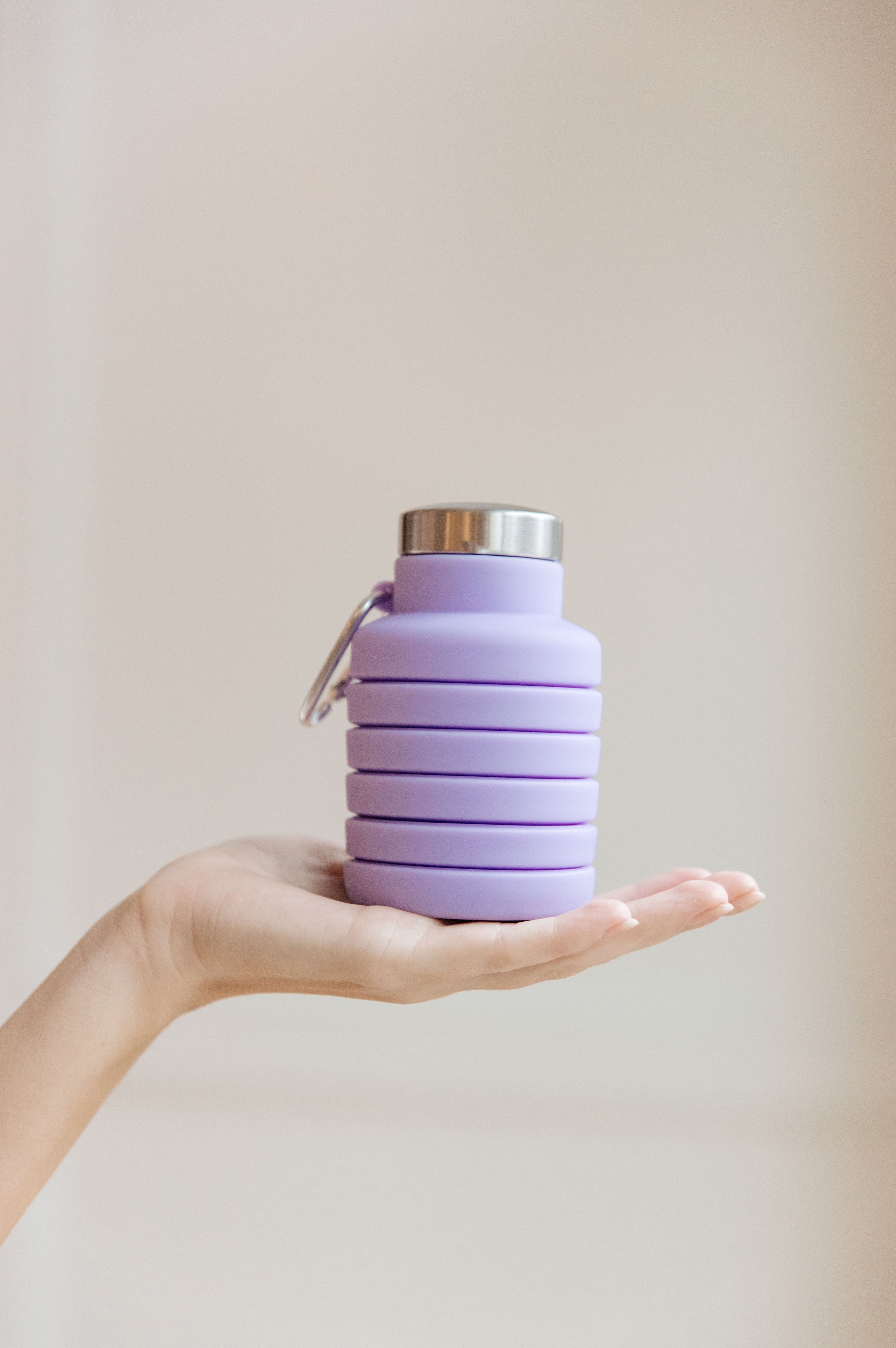 Collapsing Silicone Water Bottle in Purple-Womens-Stay Foxy Boutique, Florissant, Missouri