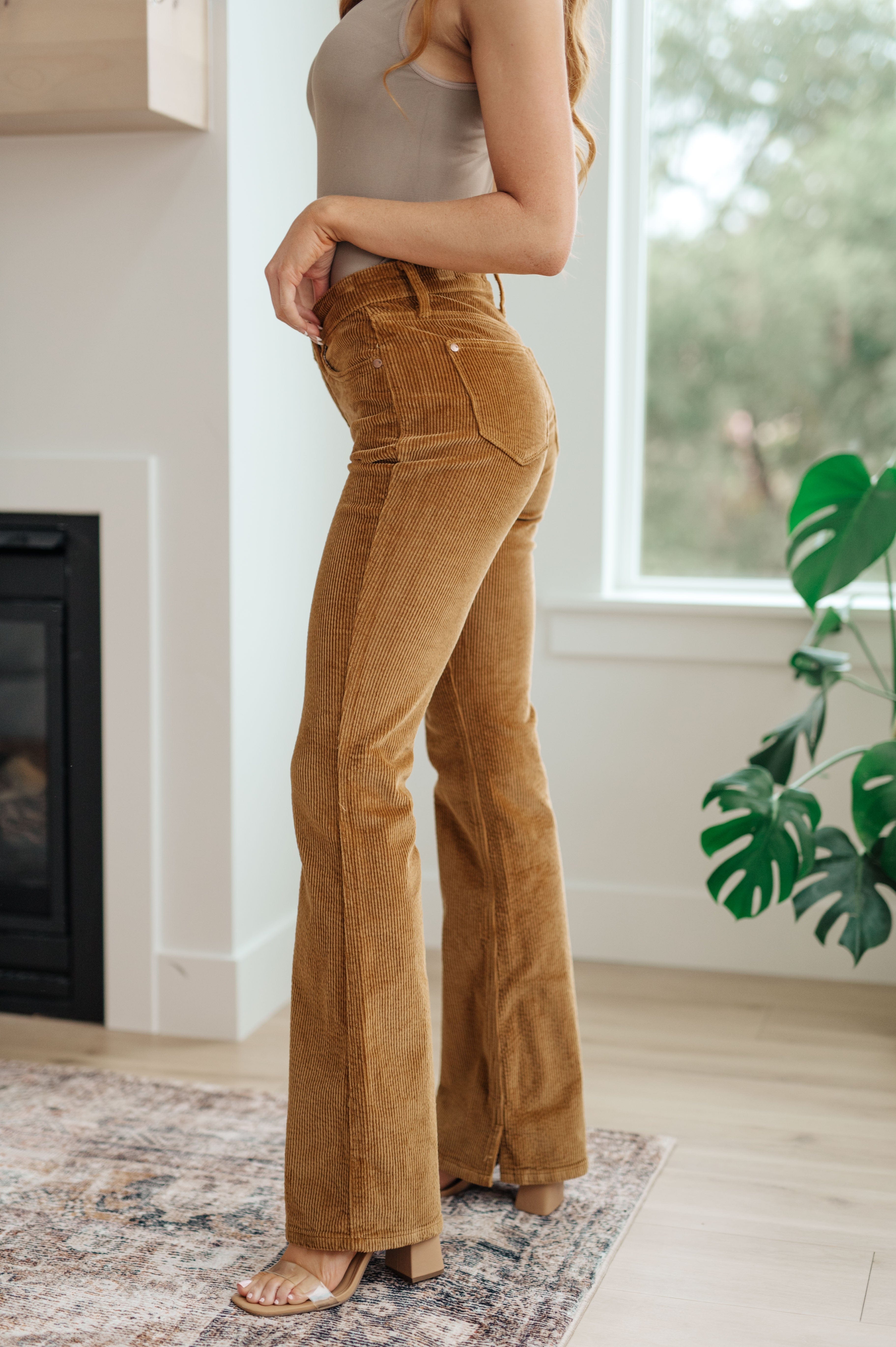 Cordelia Bootcut Corduroy Pants in Camel-Womens-Stay Foxy Boutique, Florissant, Missouri
