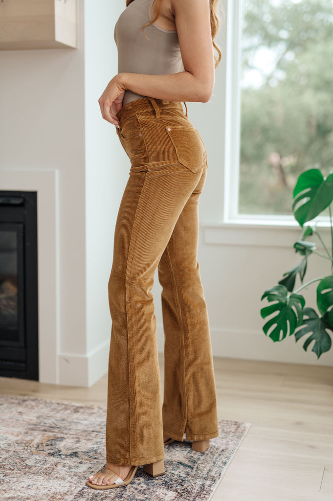 Cordelia Bootcut Corduroy Pants in Camel-Womens-Stay Foxy Boutique, Florissant, Missouri