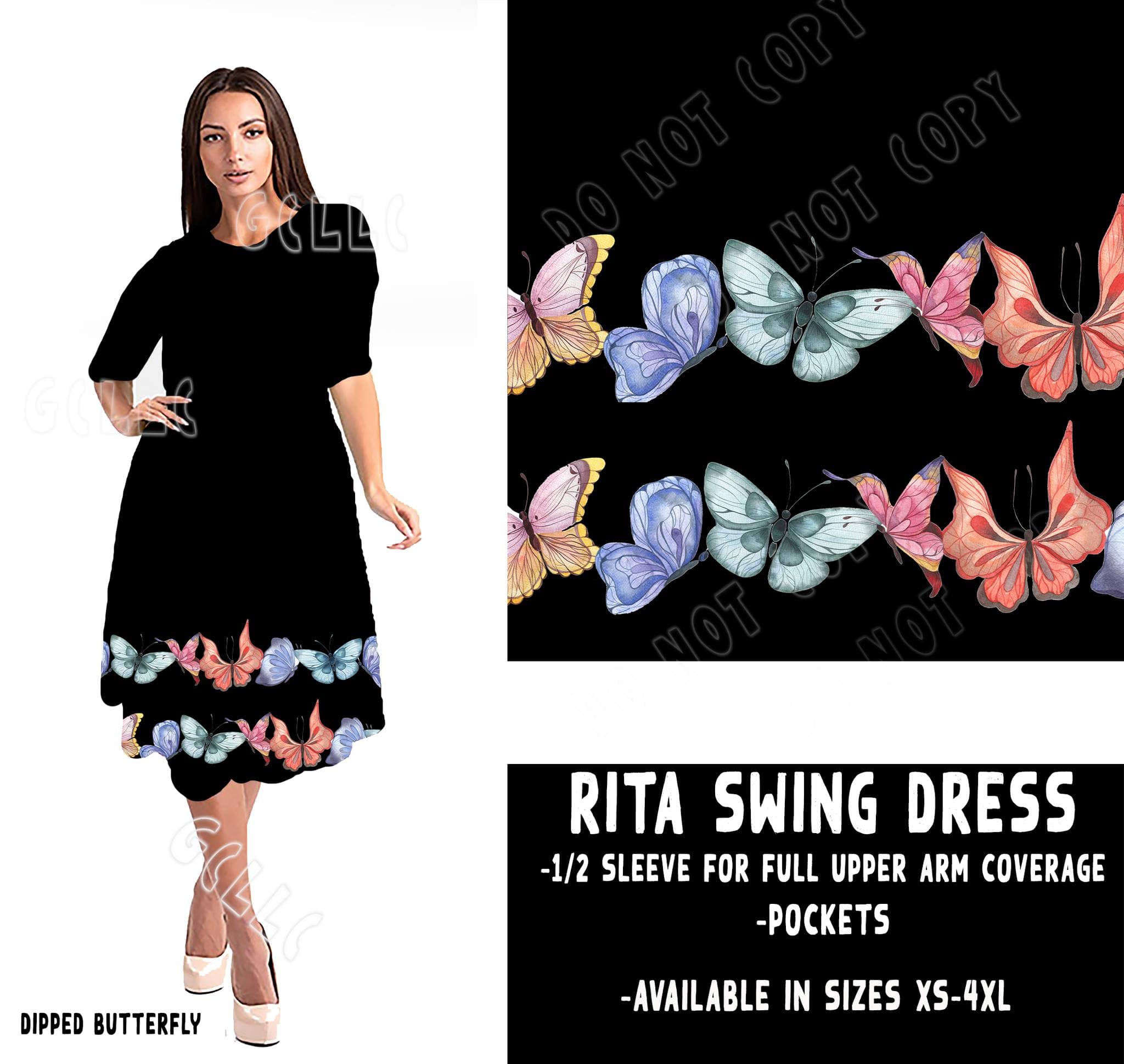 RITA SWING DRESS RUN-DIPPED BUTTERFLY-Stay Foxy Boutique, Florissant, Missouri