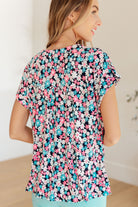 Lizzy Cap Sleeve Top in Navy and Hot Pink Floral-Womens-Stay Foxy Boutique, Florissant, Missouri