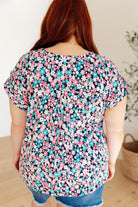 Lizzy Cap Sleeve Top in Navy and Hot Pink Floral-Womens-Stay Foxy Boutique, Florissant, Missouri