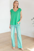 Ruched Cap Sleeve Top in Emerald-Womens-Stay Foxy Boutique, Florissant, Missouri