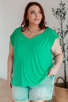 Ruched Cap Sleeve Top in Emerald-Womens-Stay Foxy Boutique, Florissant, Missouri