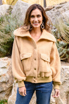 Don't Stress Oversized Collar Sherpa Jacket In Taupe-Womens-Stay Foxy Boutique, Florissant, Missouri