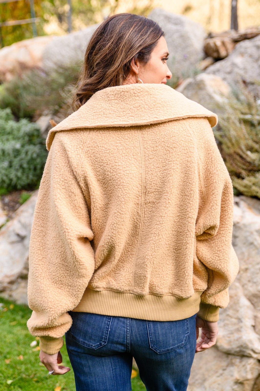 Don't Stress Oversized Collar Sherpa Jacket In Taupe-Womens-Stay Foxy Boutique, Florissant, Missouri