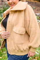 Don't Stress Oversized Collar Sherpa Jacket In Taupe-Womens-Stay Foxy Boutique, Florissant, Missouri