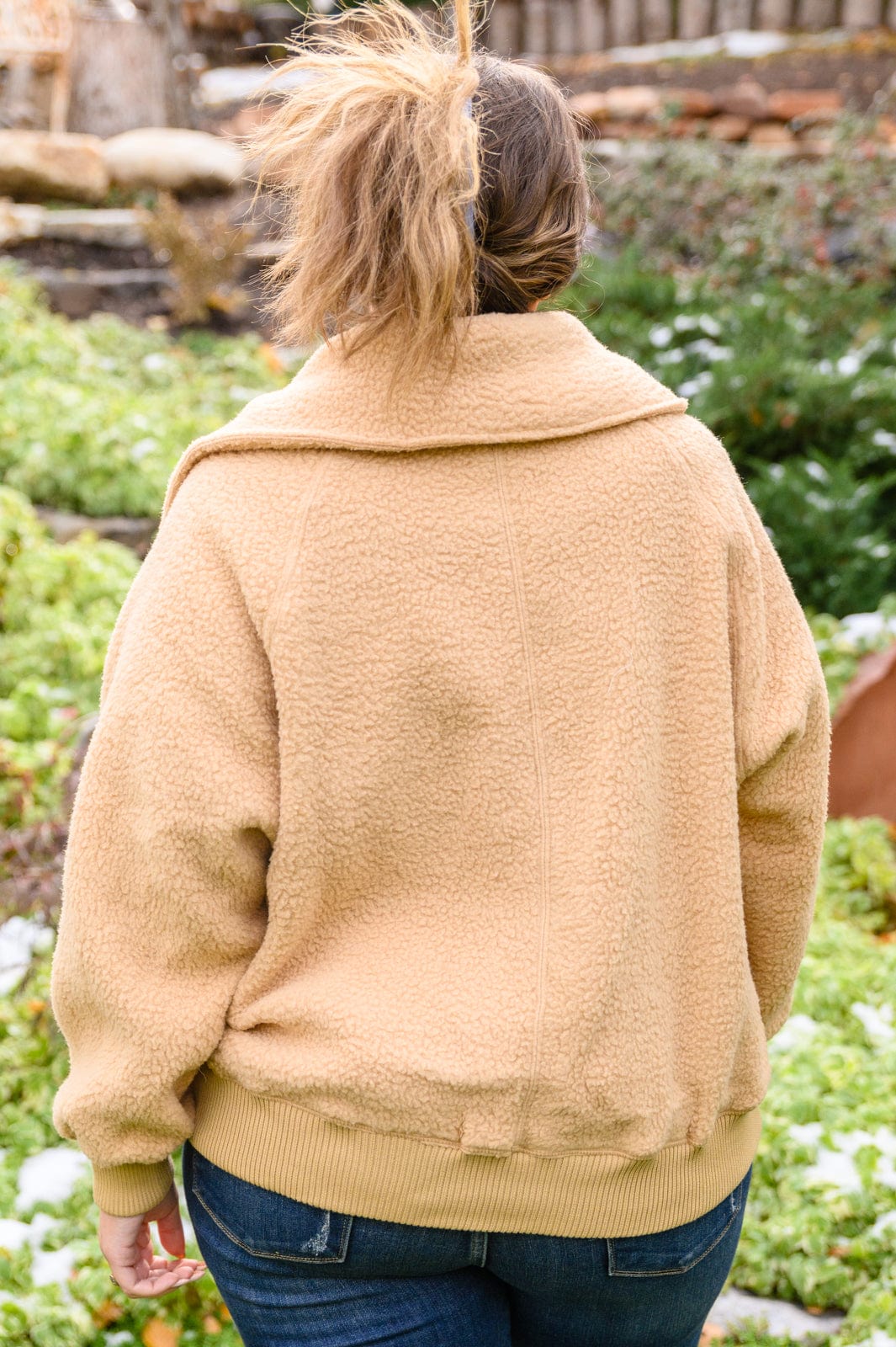 Don't Stress Oversized Collar Sherpa Jacket In Taupe-Womens-Stay Foxy Boutique, Florissant, Missouri