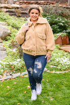 Don't Stress Oversized Collar Sherpa Jacket In Taupe-Womens-Stay Foxy Boutique, Florissant, Missouri