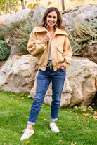 Don't Stress Oversized Collar Sherpa Jacket In Taupe-Womens-Stay Foxy Boutique, Florissant, Missouri