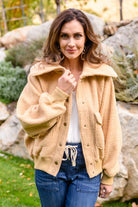Don't Stress Oversized Collar Sherpa Jacket In Taupe-Womens-Stay Foxy Boutique, Florissant, Missouri