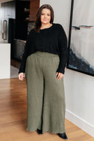 Harmony High Rise Wide Pants in Olive-Womens-Stay Foxy Boutique, Florissant, Missouri