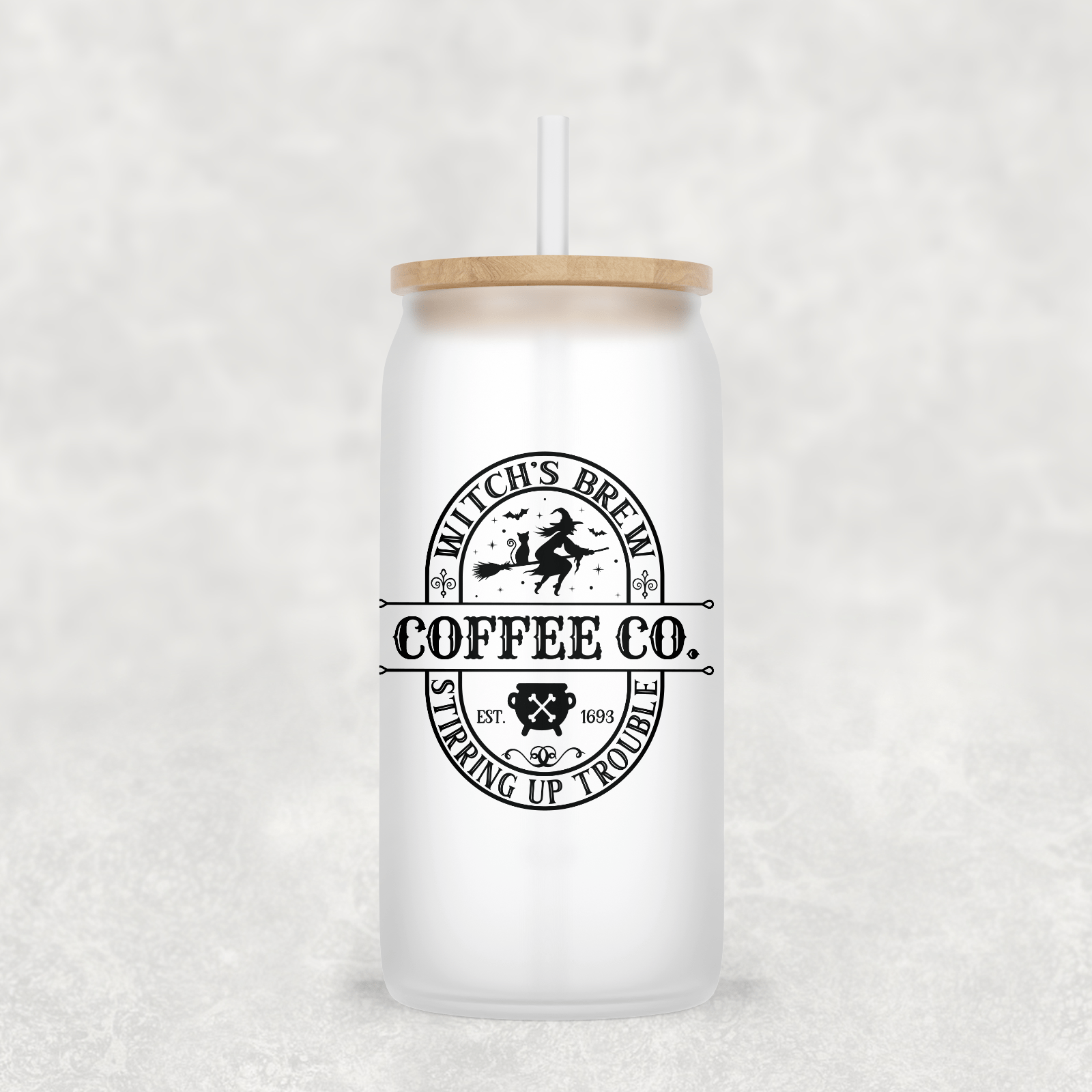 Coffee Co Glass Cup with clear straw and bamboo lid-Drinkware-Stay Foxy Boutique, Florissant, Missouri