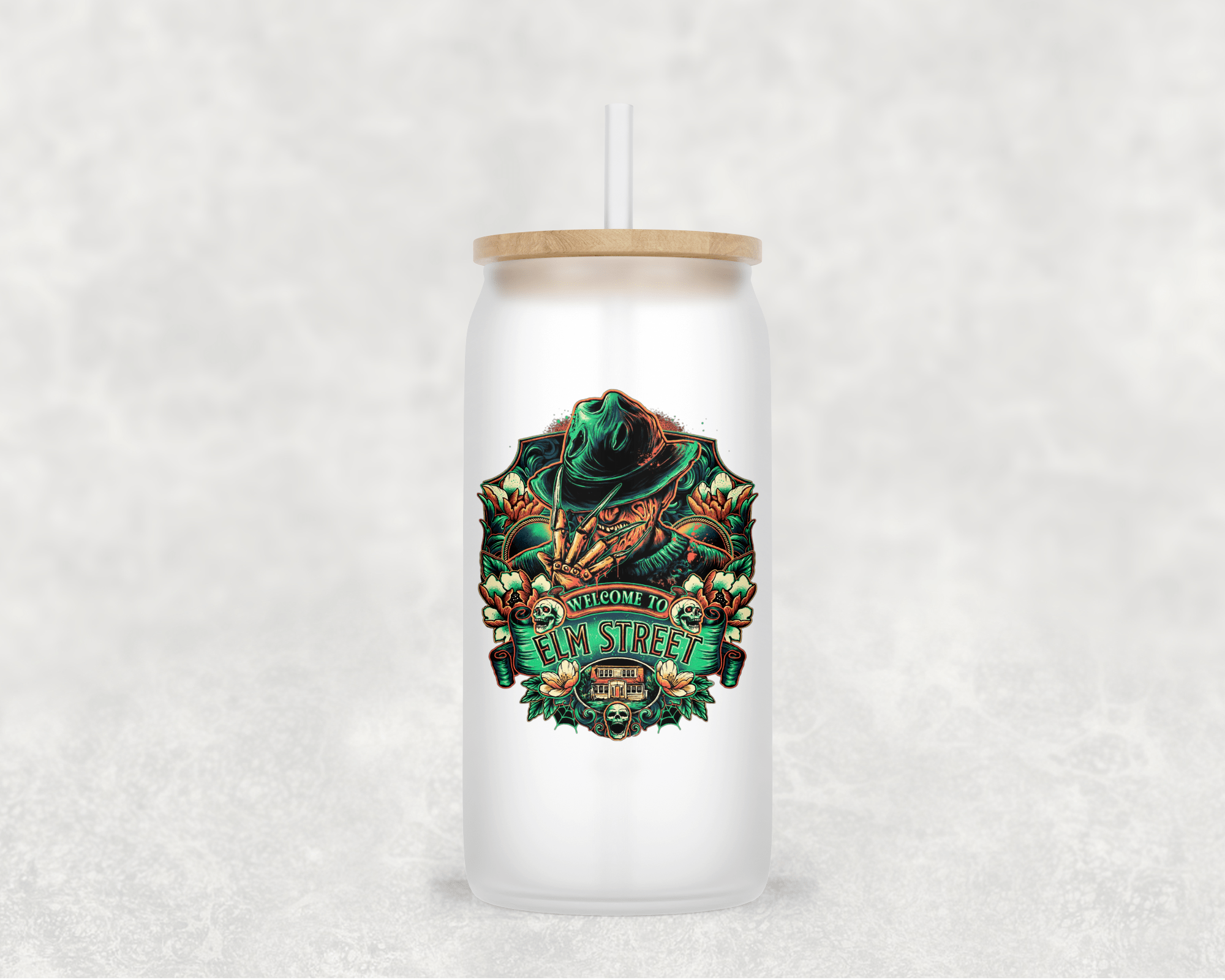 Main Villains Set 1 Glass Cup with clear straw and bamboo lid-Drinkware-Stay Foxy Boutique, Florissant, Missouri