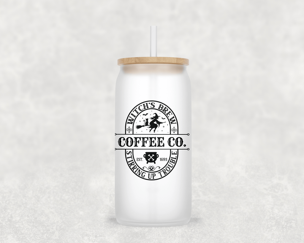 Coffee Co Glass Cup with clear straw and bamboo lid-Drinkware-Stay Foxy Boutique, Florissant, Missouri