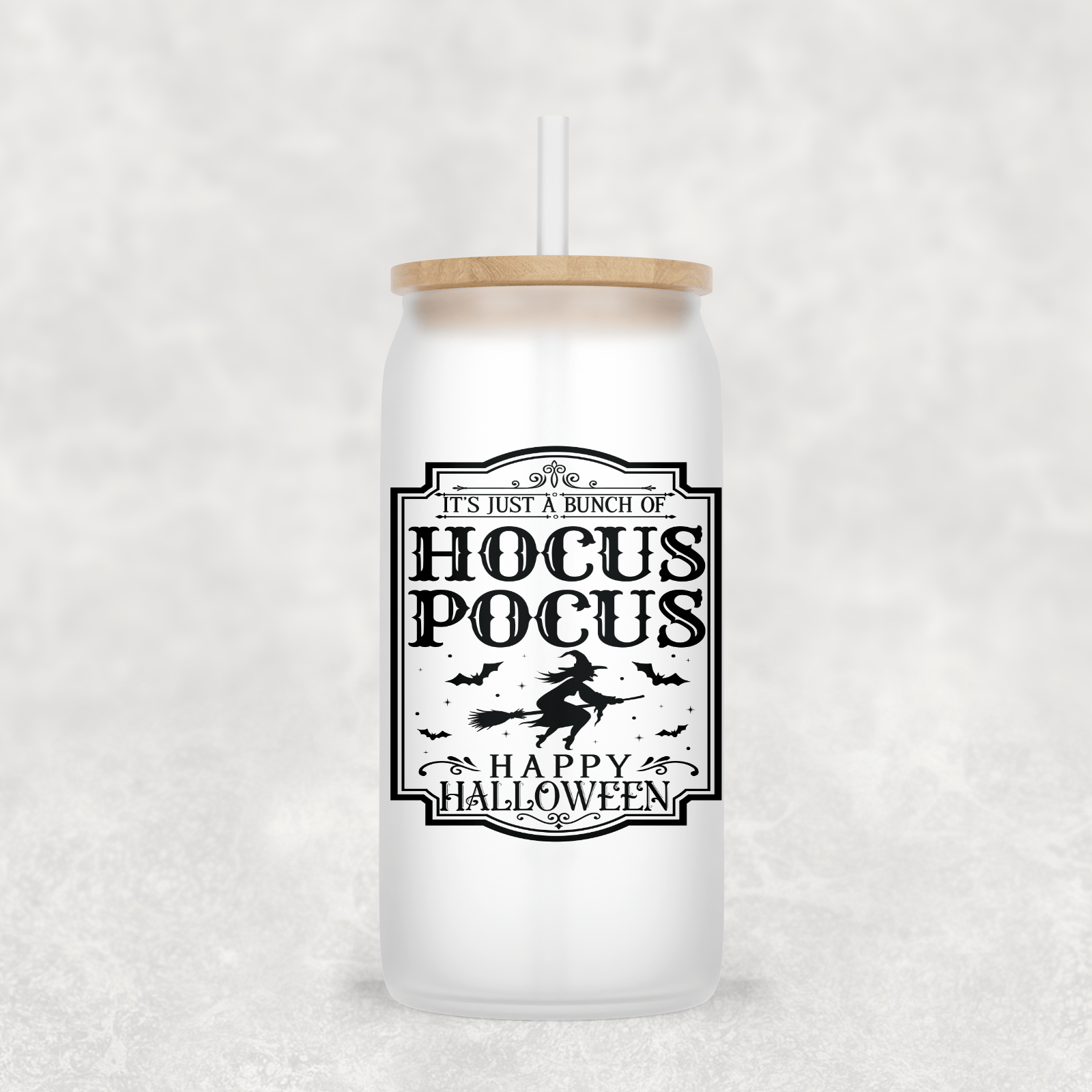 Pocus Glass Cup with clear straw and bamboo lid-Drinkware-Stay Foxy Boutique, Florissant, Missouri