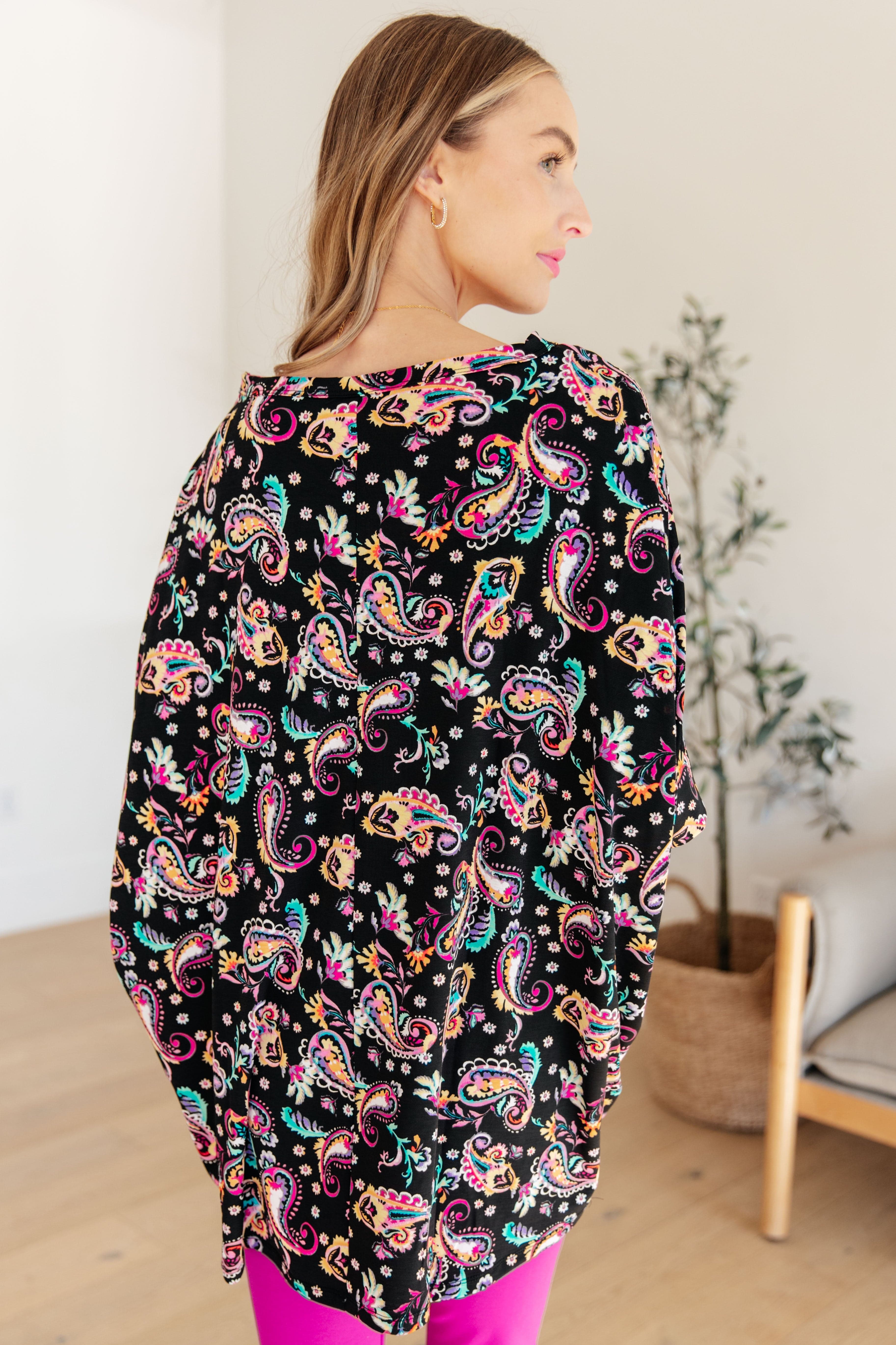 Essential Blouse in Black and Pink Paisley-Womens-Stay Foxy Boutique, Florissant, Missouri