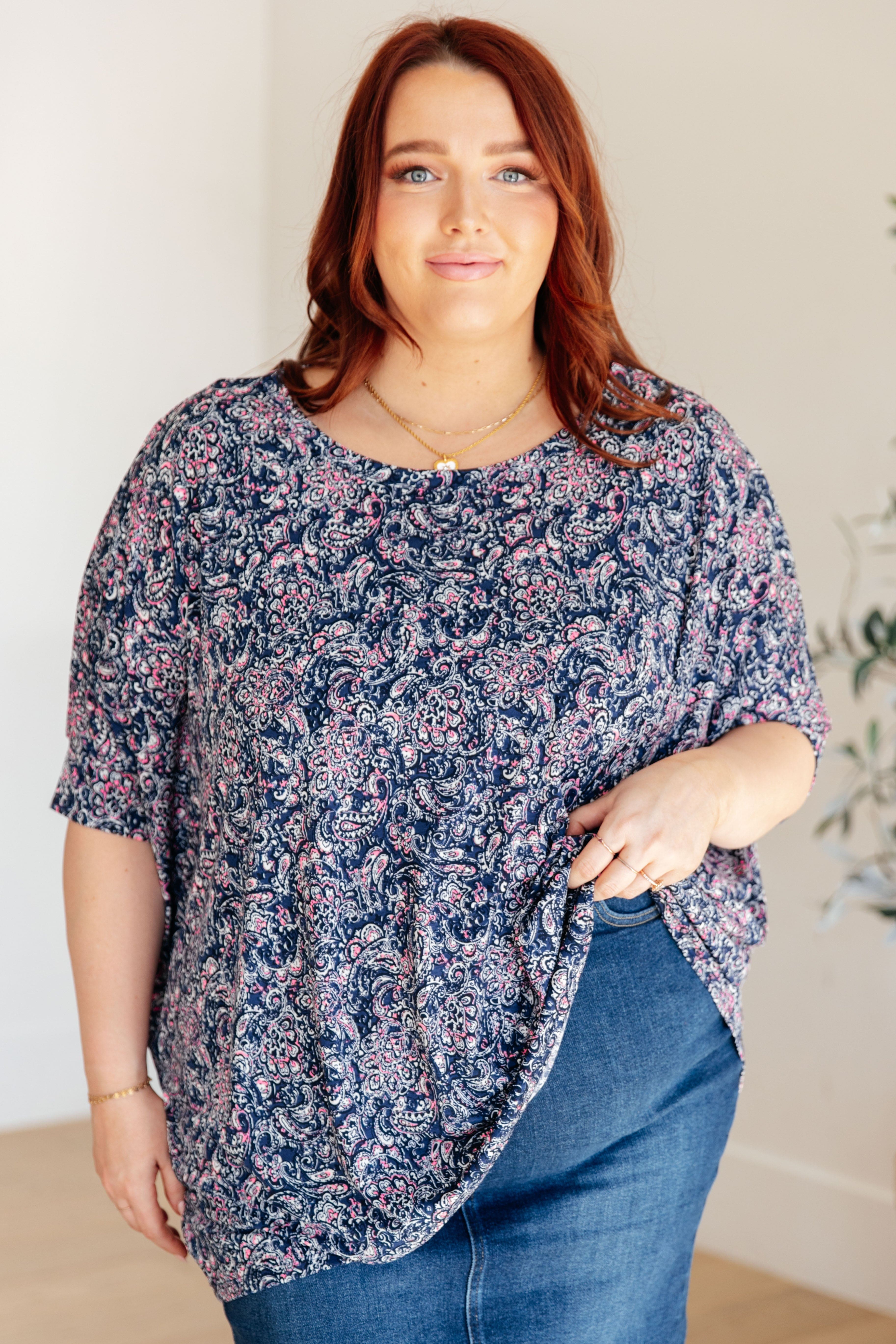 Essential Blouse in Navy Paisley-Womens-Stay Foxy Boutique, Florissant, Missouri