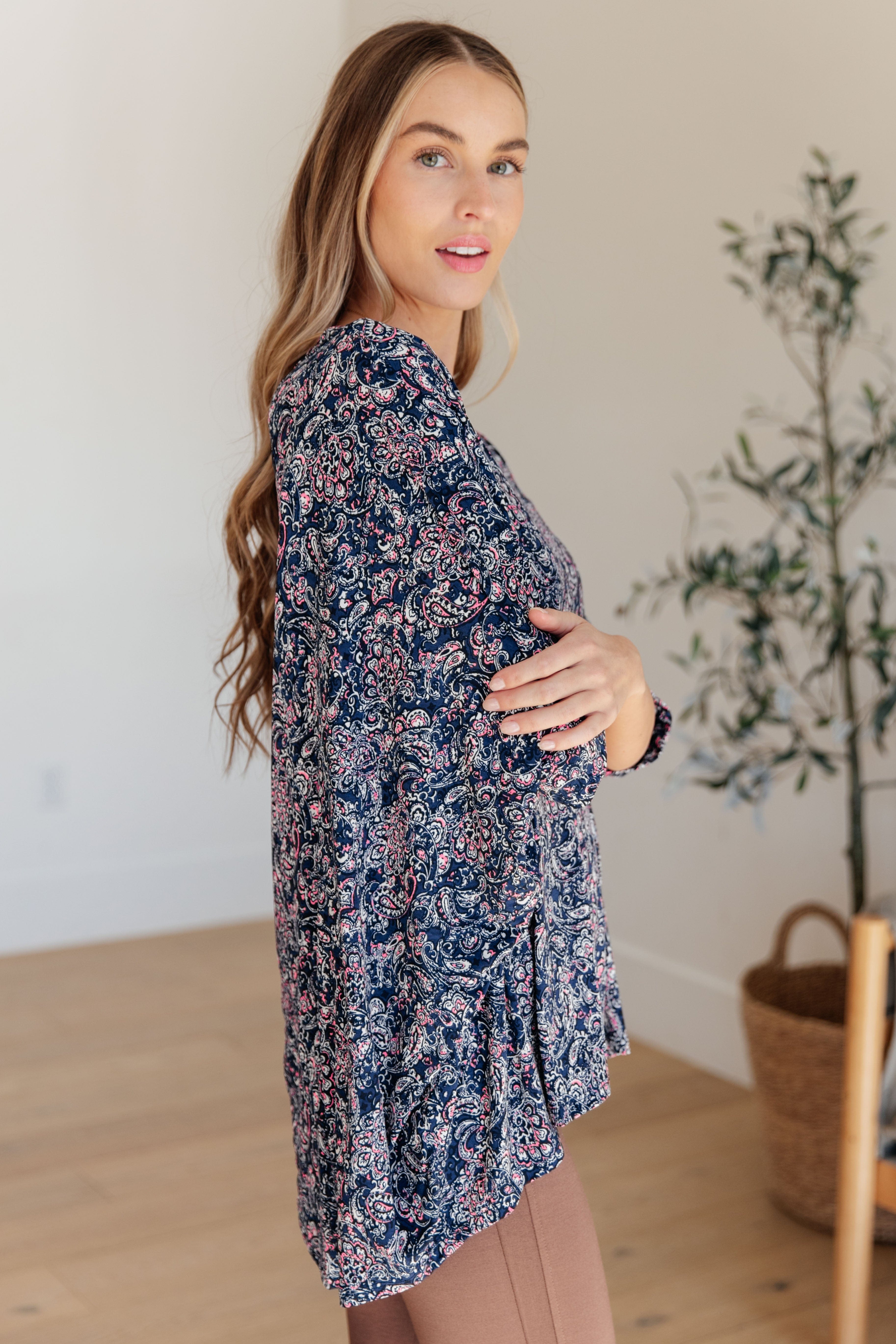 Essential Blouse in Navy Paisley-Womens-Stay Foxy Boutique, Florissant, Missouri