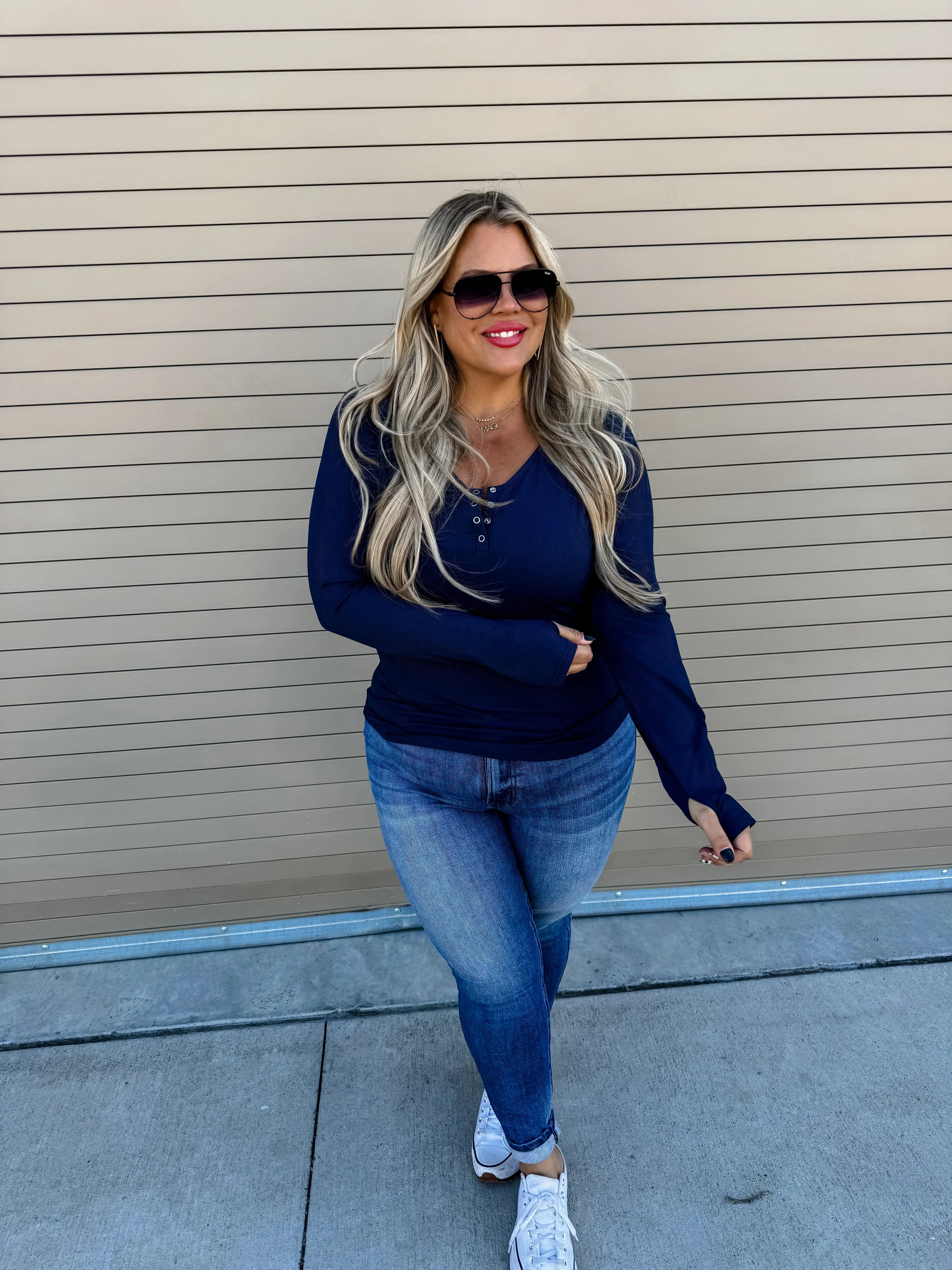 PREORDER: Brooklyn Snap Henley in Five Colors-Womens-Stay Foxy Boutique, Florissant, Missouri