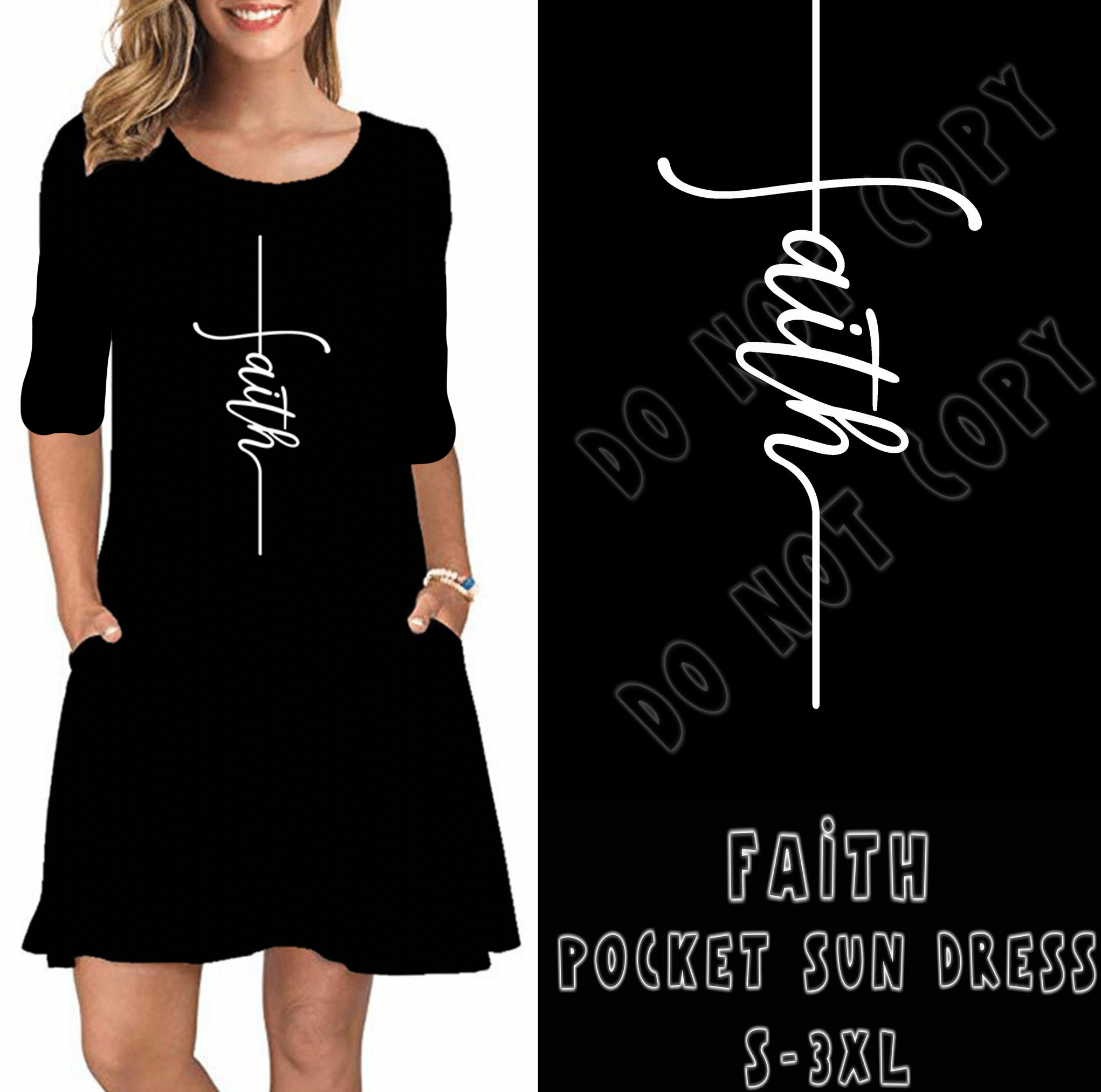 3/4 SLEEVE POCKET DRESS- FAITH-Stay Foxy Boutique, Florissant, Missouri