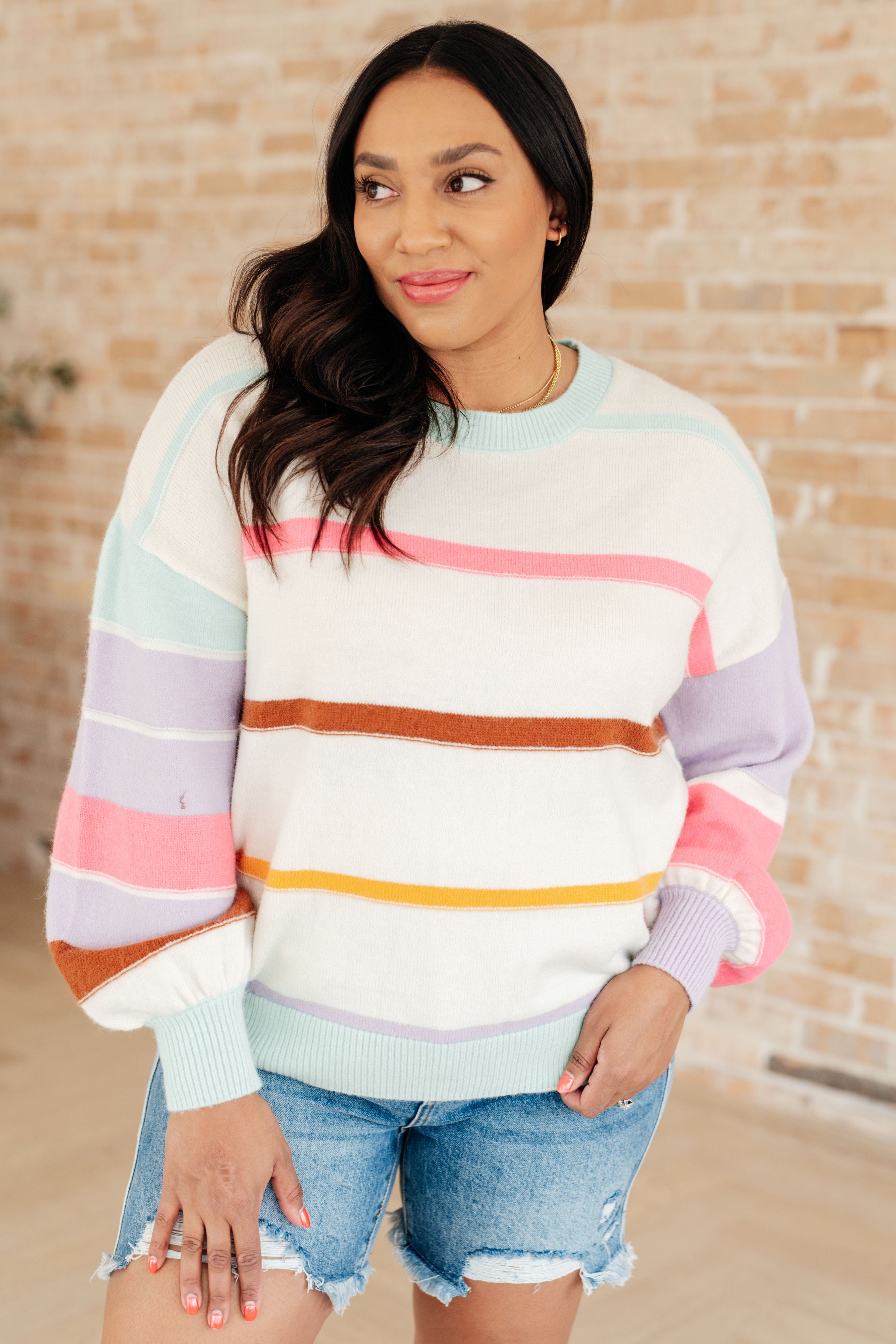 Flawless Features Striped Sweater-Tops-Stay Foxy Boutique, Florissant, Missouri