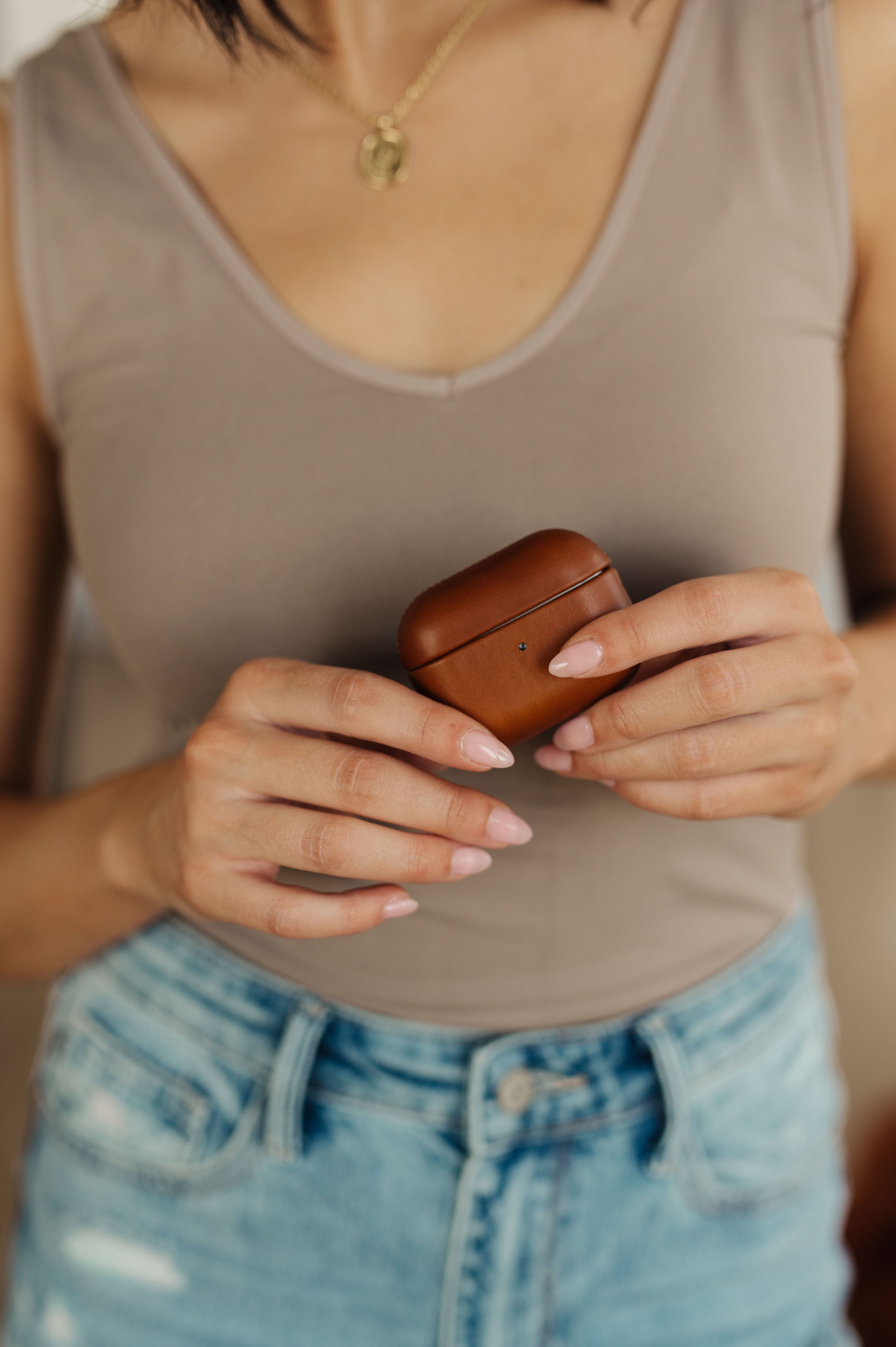 Genuine Leather Airpod Pro Protective Case in Brown-Womens-Stay Foxy Boutique, Florissant, Missouri