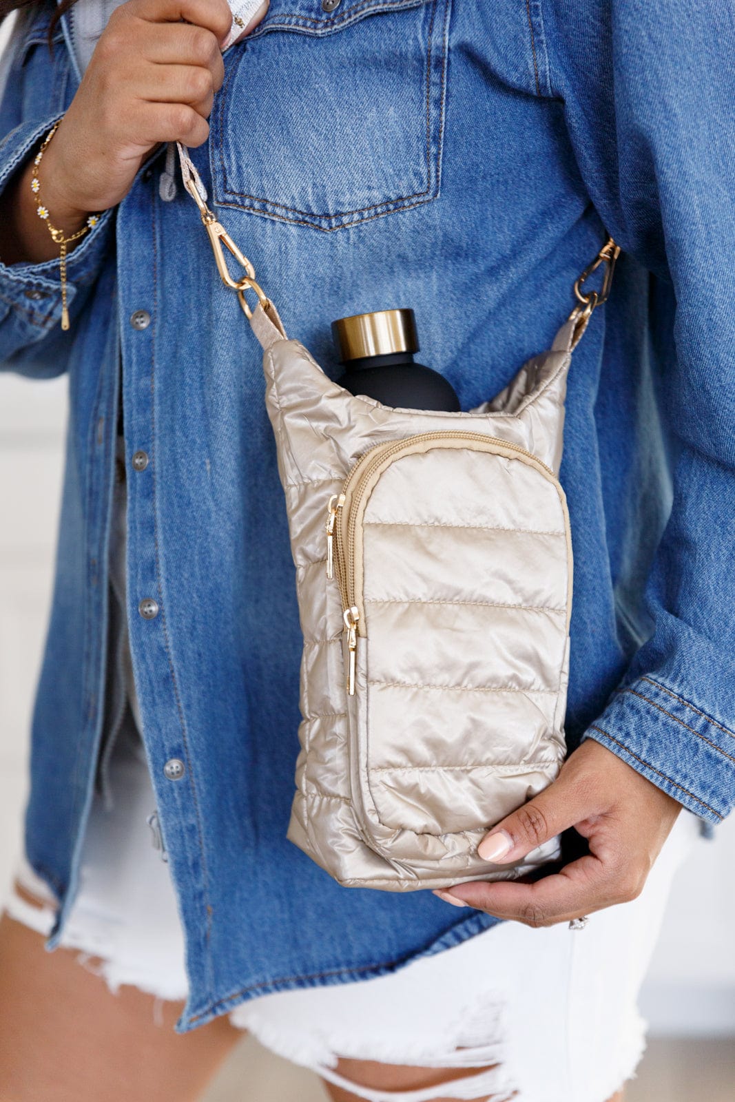 Gotcha Girl Puffer Tumbler Tote in Gold-Accessories-Stay Foxy Boutique, Florissant, Missouri