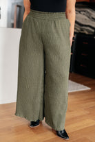 Harmony High Rise Wide Pants in Olive-Womens-Stay Foxy Boutique, Florissant, Missouri