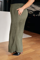 Harmony High Rise Wide Pants in Olive-Womens-Stay Foxy Boutique, Florissant, Missouri