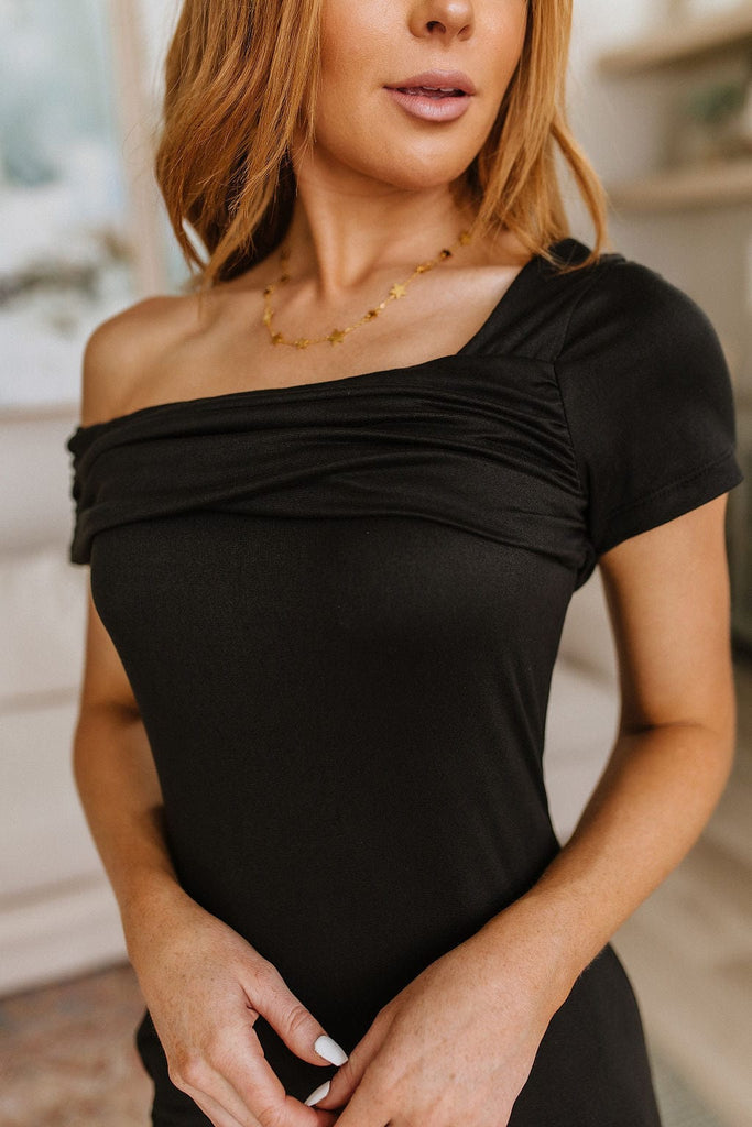 Head Over Heels Asymmetrical Neckline Dress-Womens-Stay Foxy Boutique, Florissant, Missouri