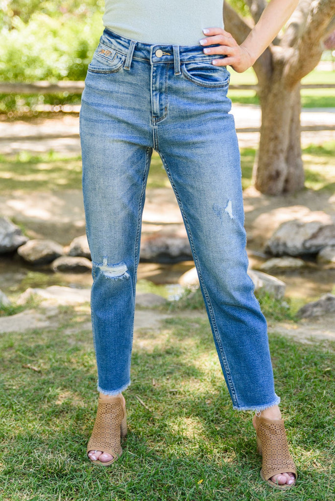 Howdy Embroidery Boyfriend Jeans-Womens-Stay Foxy Boutique, Florissant, Missouri