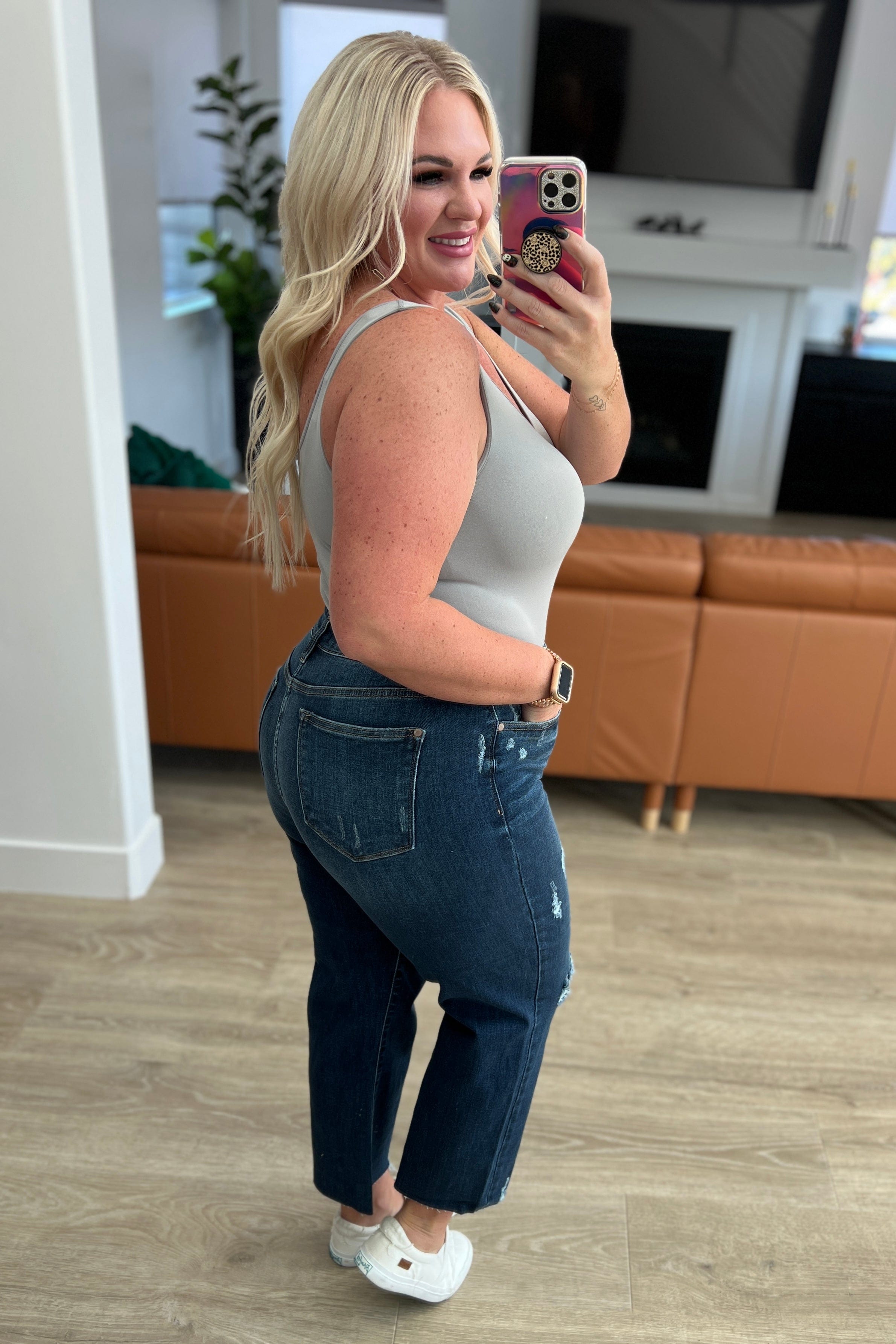 Whitney High Rise Distressed Wide Leg Crop Jeans-Womens-Stay Foxy Boutique, Florissant, Missouri