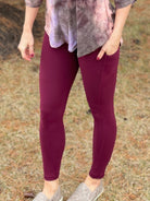 On The Go Leggings in Burgundy-Rae Mode-Stay Foxy Boutique, Florissant, Missouri