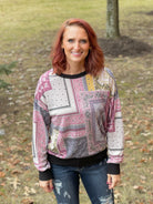 Pretty in Patchwork Top-White Birch-Stay Foxy Boutique, Florissant, Missouri