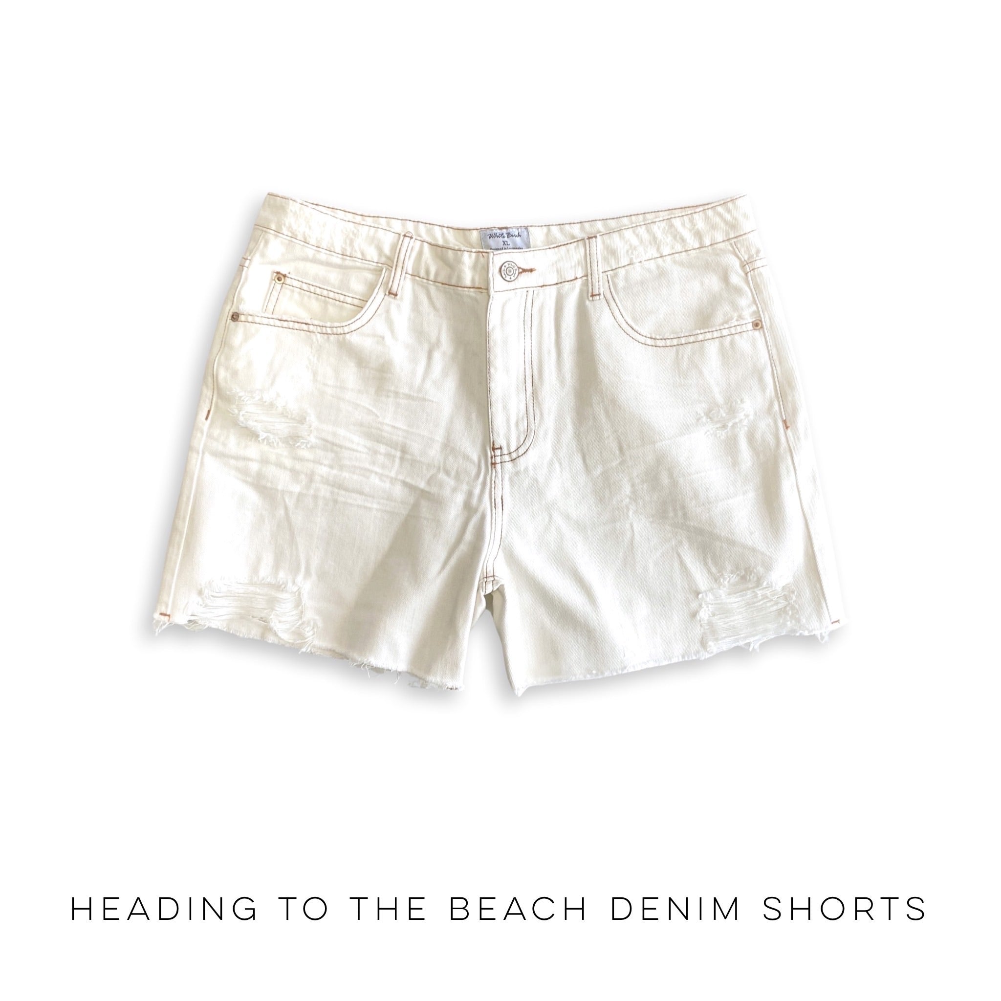 Heading to the Beach Denim Shorts-White Birch-Stay Foxy Boutique, Florissant, Missouri