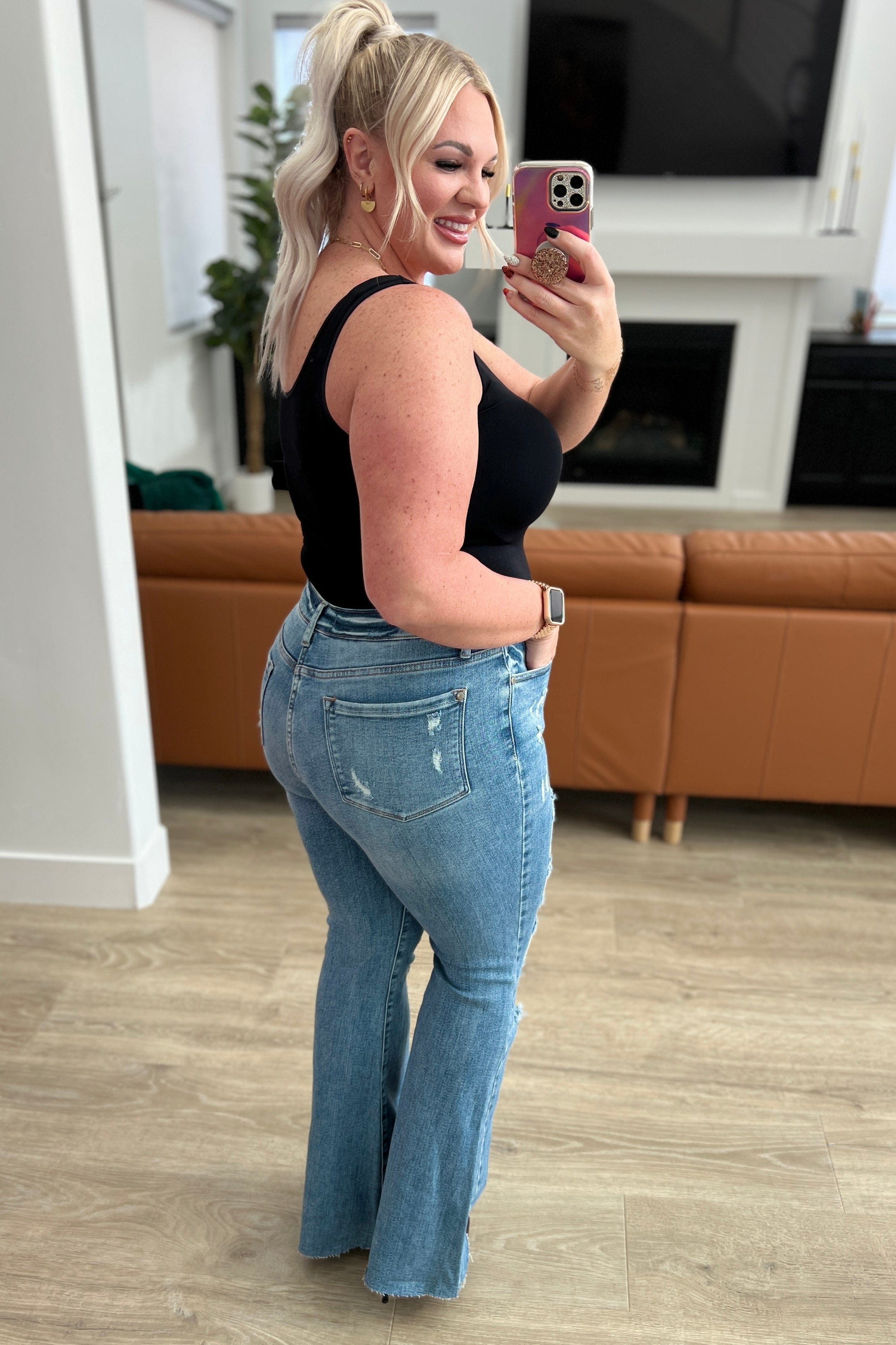 Kiana High Rise Heavy Destroy Flare-Womens-Stay Foxy Boutique, Florissant, Missouri