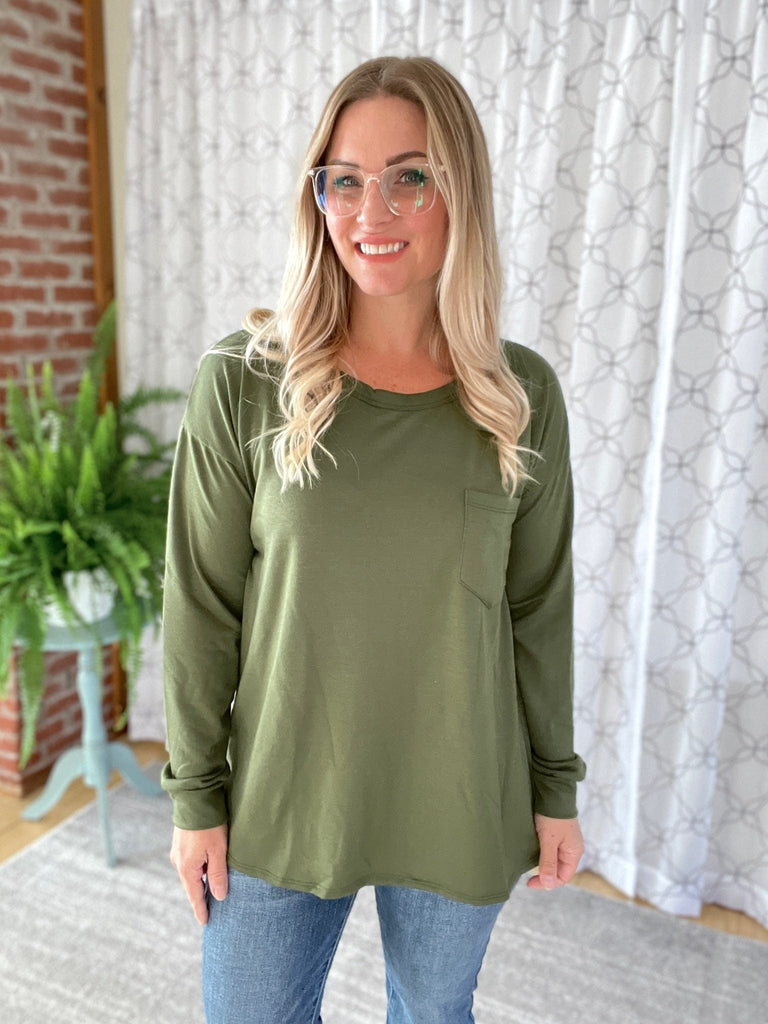 Pocket of Love Top in Olive-Sew in Love-Stay Foxy Boutique, Florissant, Missouri