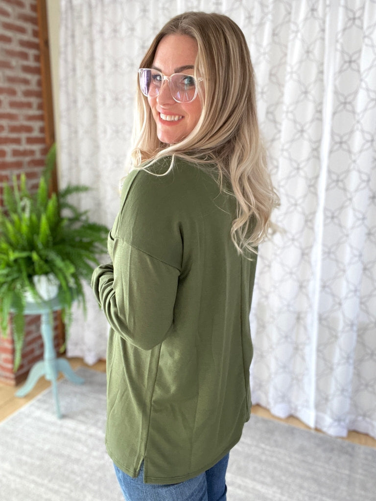 Pocket of Love Top in Olive-Sew in Love-Stay Foxy Boutique, Florissant, Missouri