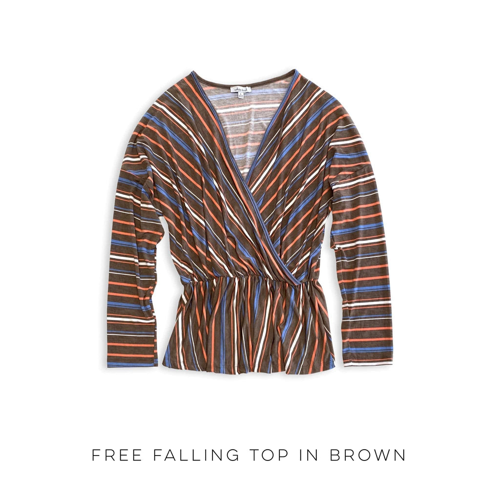 Free Falling Top in Brown-White Birch-Stay Foxy Boutique, Florissant, Missouri