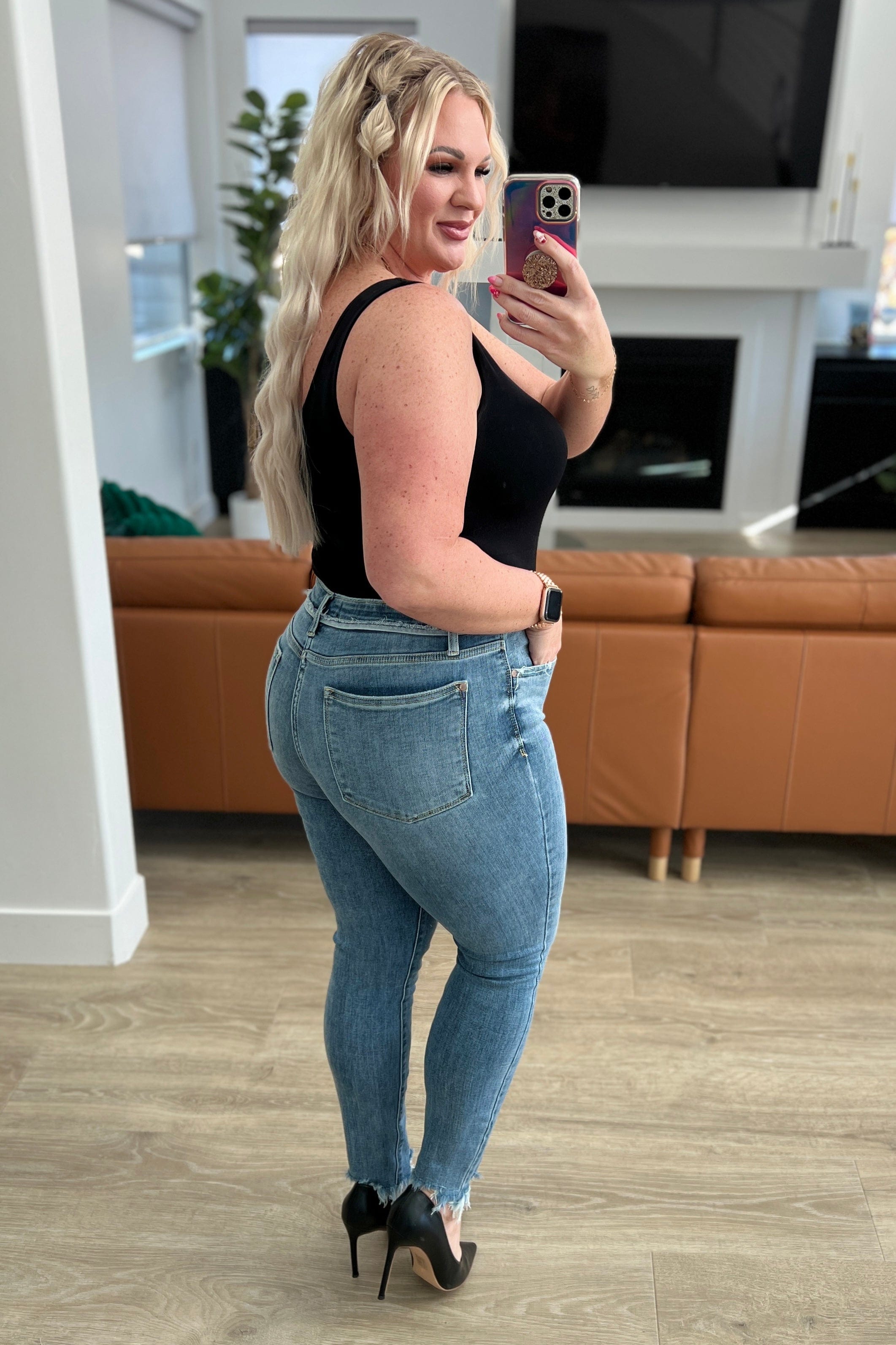 Sherry Mid Rise Release Waistband Detail Skinny-Womens-Stay Foxy Boutique, Florissant, Missouri